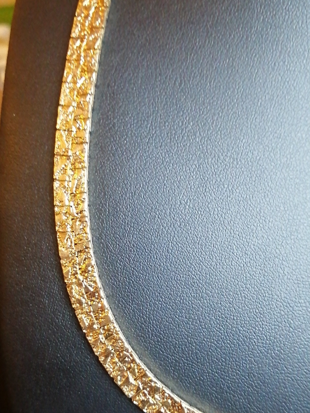 Gold Plated Textured Statement Wide Vintage Necklace